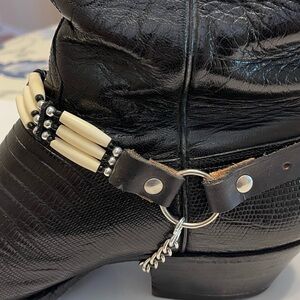 Buffalo Bone  VTG Native American Handmade BeadPewter BOOT ANKLE BUCKLE Unisex